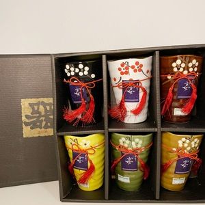 Arita Japanese Asian Art Tea Cups Mugs Set of 6